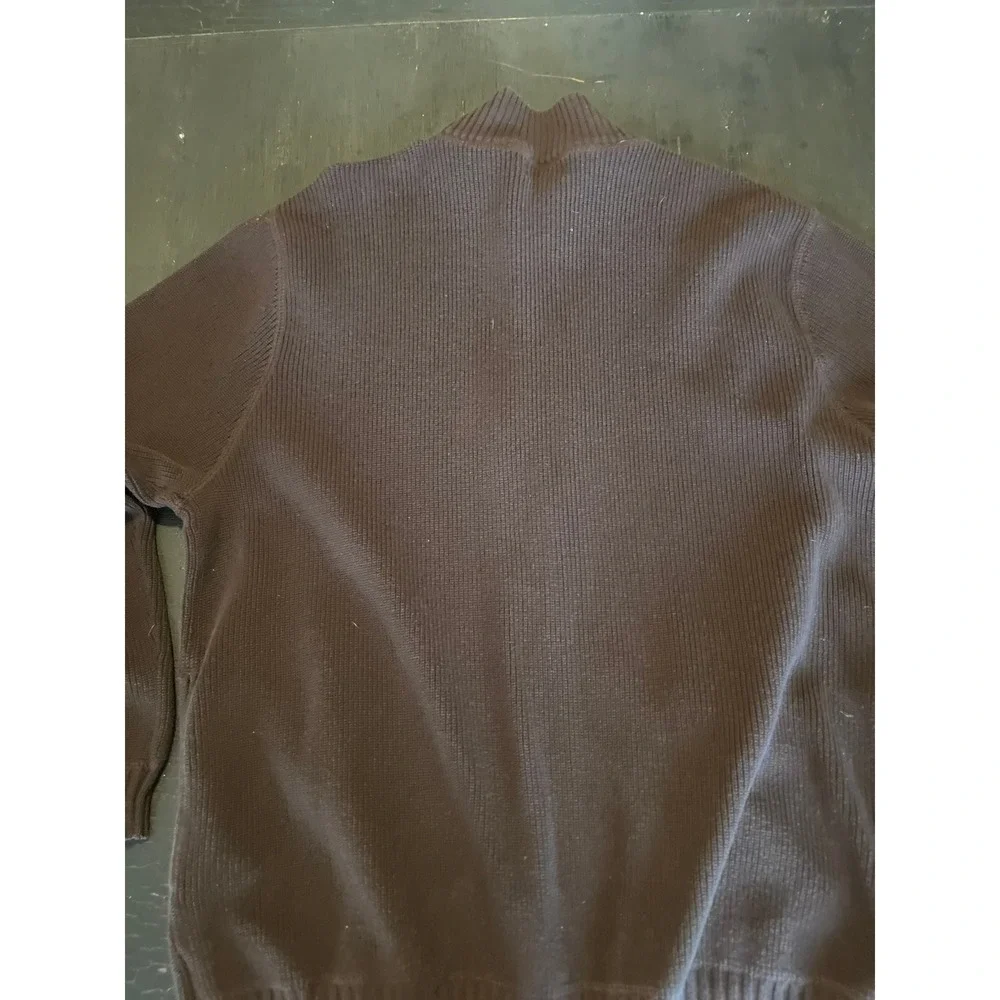 Eddie Bauer Men's Brown Full Zip Ribbed Cotton‎ Sweater XL